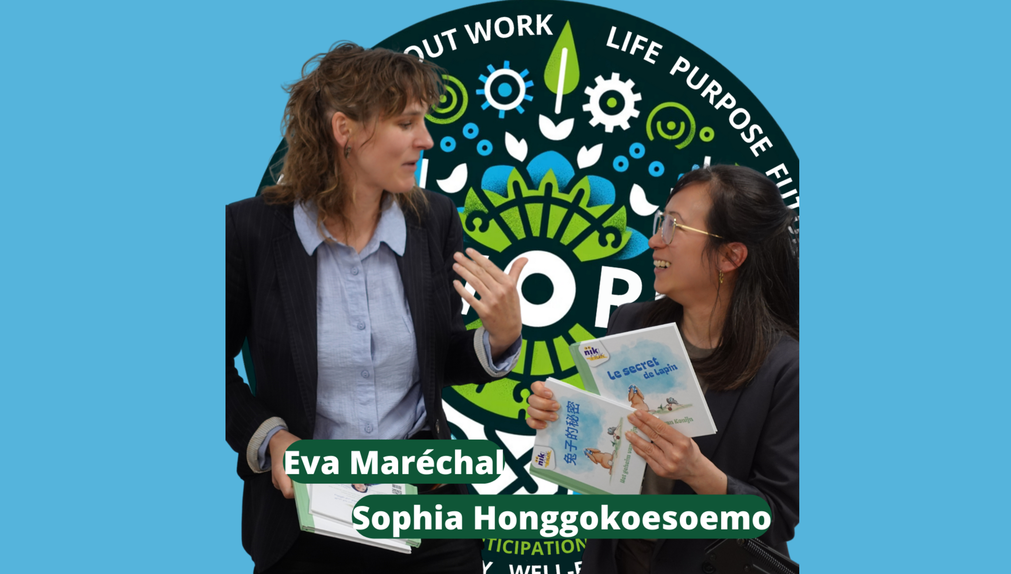 Podcast Eva Marechal en Sophia Honggokoesoemo blauw